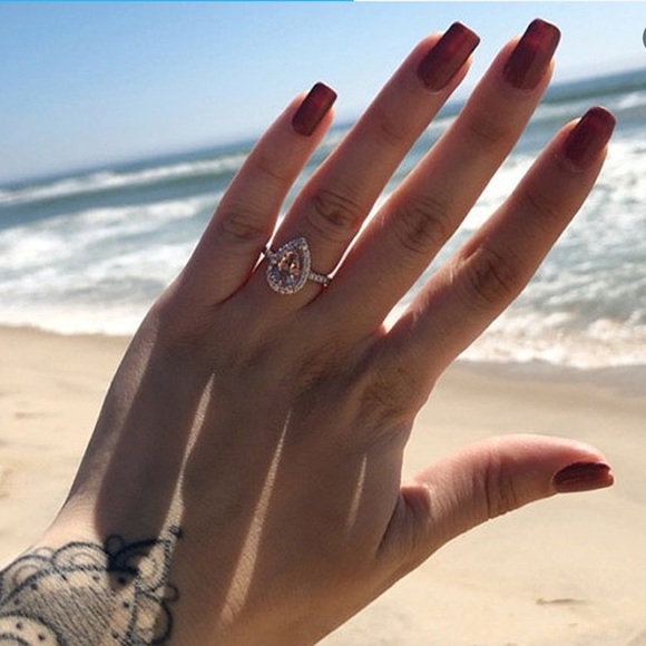 18K Rose Gold Filled Pear shape Morganite Ring - Picture 10 of 12